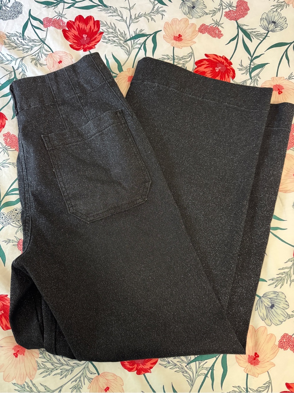 Anthro Maeve Colette Pants Sparkle Edition Black Wide Leg Crop Lurex 27 EUC - Picture 5 of 10